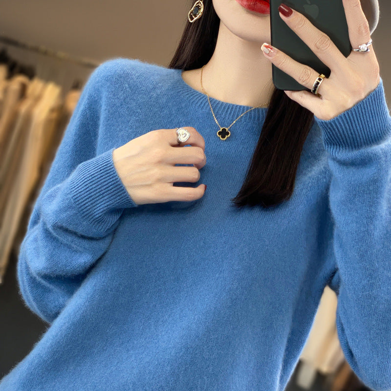 Women's Round Neck Sweater Loose Knitted Bottoming Sweater - Sophinity