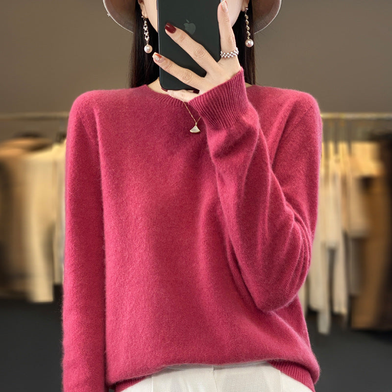 Women's Round Neck Sweater Loose Knitted Bottoming Sweater - Sophinity