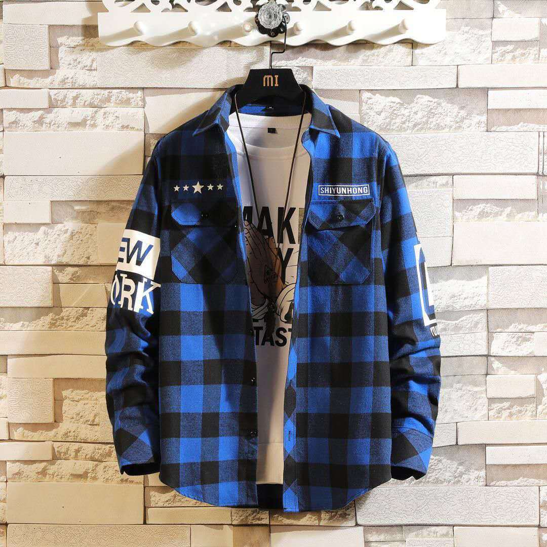 Men Casual Plaid Shirt Slim Fit - Sophinity