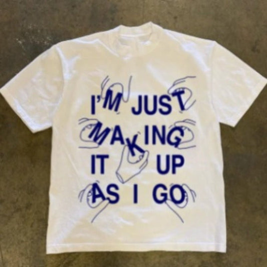 Trendy High Street T-shirts Short Sleeve Letter Print Loose Print - Sophinity