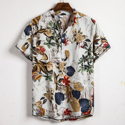 Slim shirt men contrast color printing shirt men - Sophinity
