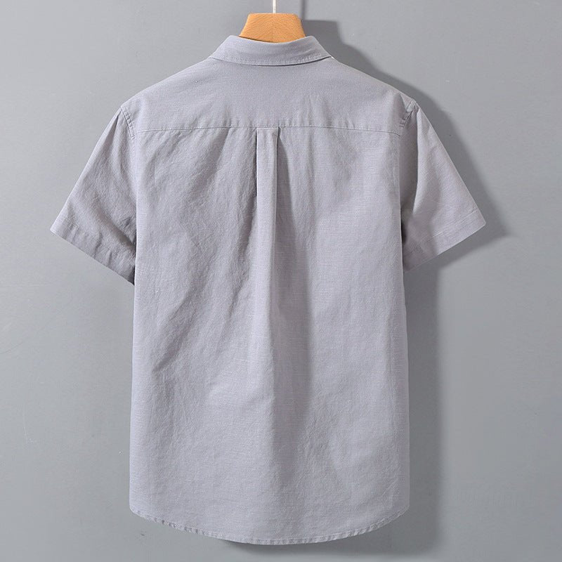 Men's Linen Short - sleeved Lapel Shirt - Sophinity