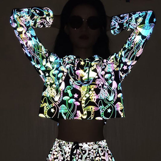 New Mushroom Reflective Hoodies Women - Sophinity