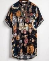 Slim shirt men contrast color printing shirt men - Sophinity
