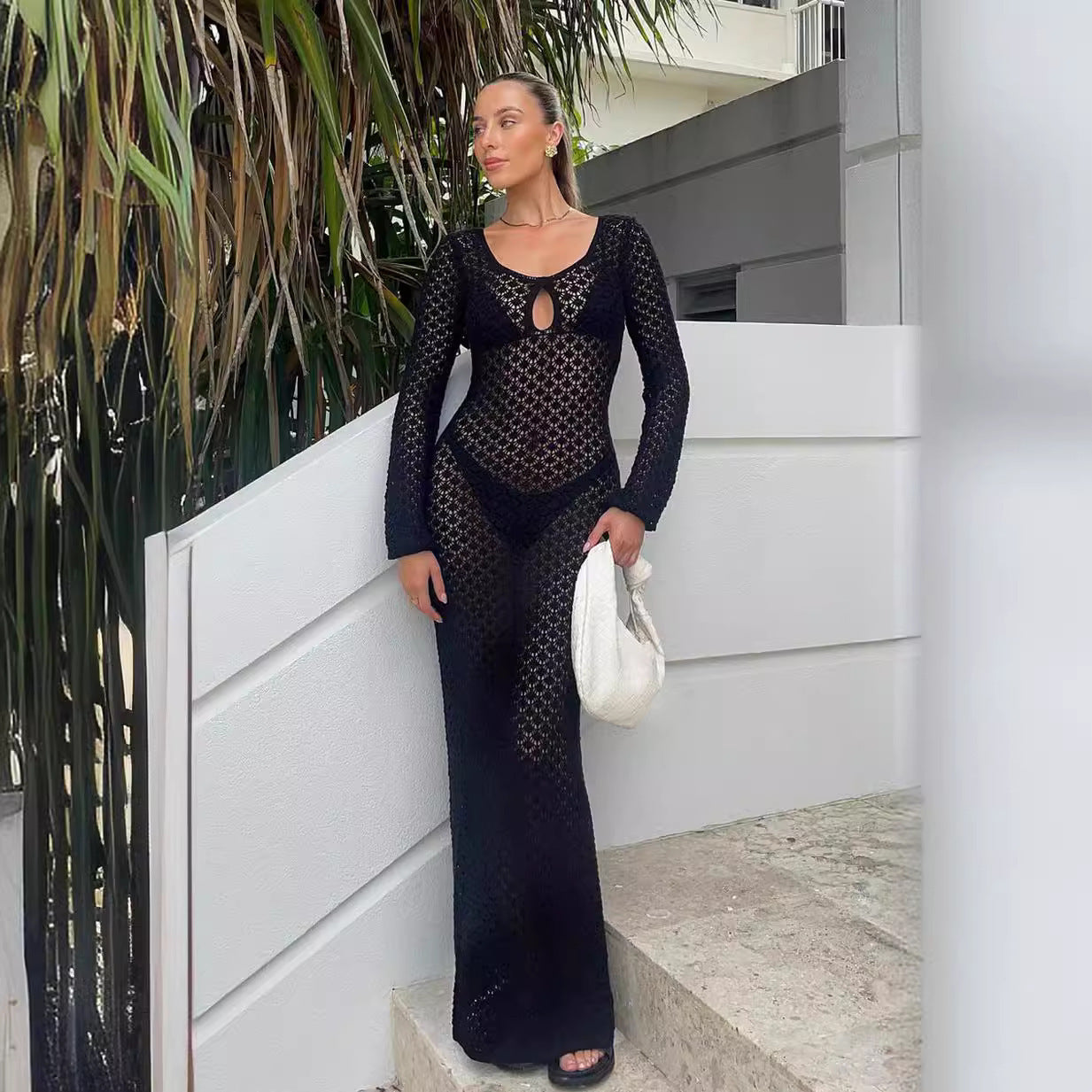 Sunscreen Dress Sheer Cutout Knitted - Sophinity