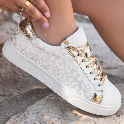 Vintage Leopard Print White Shoes - Sophinity