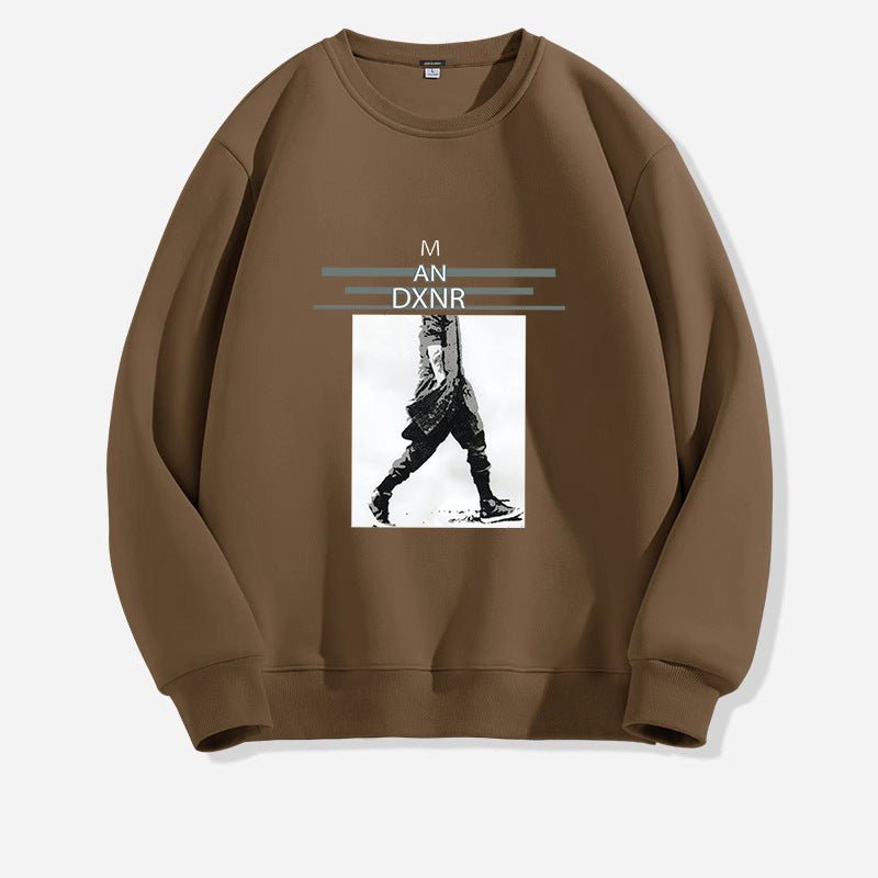 Men's Casual All - matching Round Neck Long Sleeve Top Loose Leisure Sweater - Sophinity