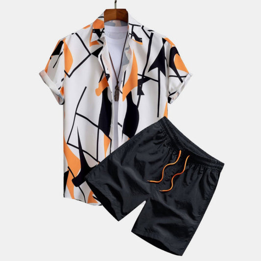 Men's Casual Suit 3D Digital Printing Short Sleeve Shirt Hawaii Suit - Sophinity
