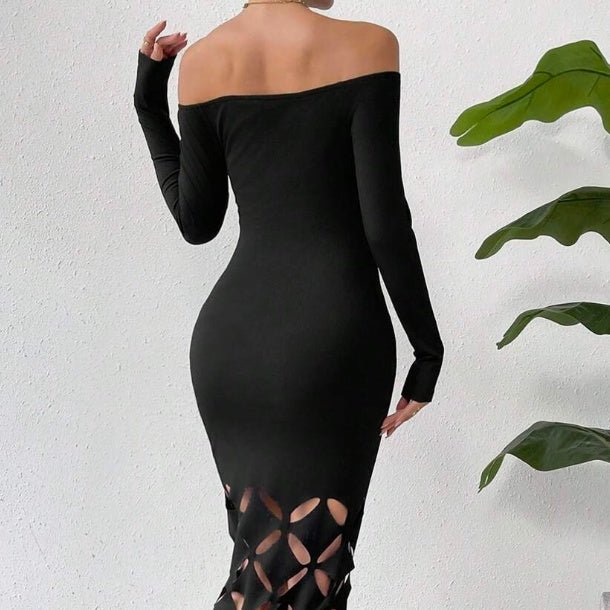 Shoulder Cut Out Bodycon Dress Maxi Women Outfit - Sophinity