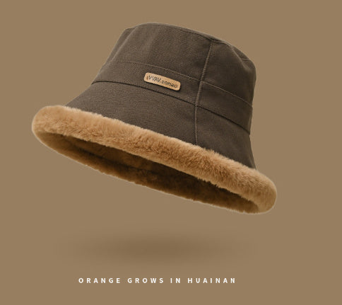 Plush Bonnet Children's Thickened Warm Bucket Bucket Hat Autumn And Winter Fisherman Hat - Sophinity