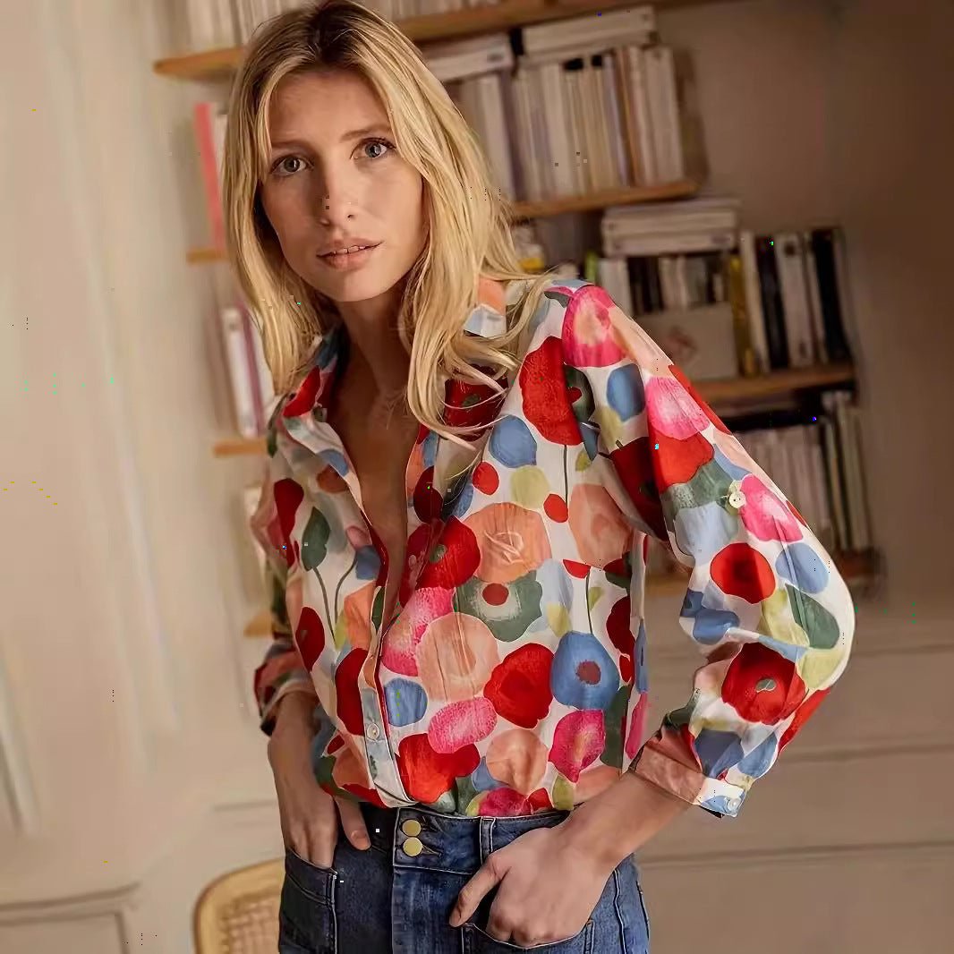 3D Digital Printing Long Sleeve Shirt Floral Top Gorgeous - Sophinity