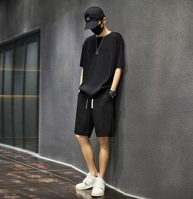 Men's Summer Thin Loose Short - sleeved Shorts High Sense Quick - drying Clothes Two - piece Suit - Sophinity