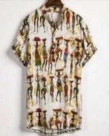Slim shirt men contrast color printing shirt men - Sophinity