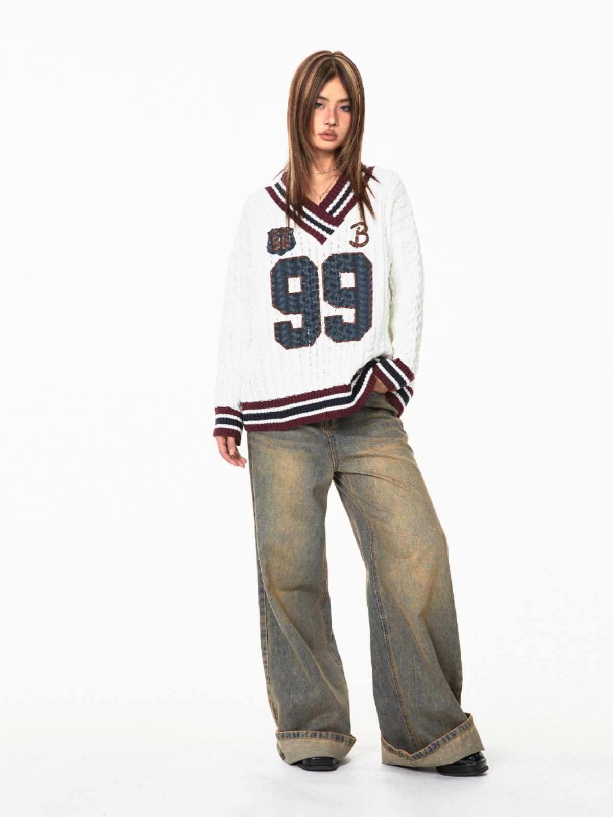 Jacquard Autumn And Winter Loose Idle Style Knitted Top - Sophinity