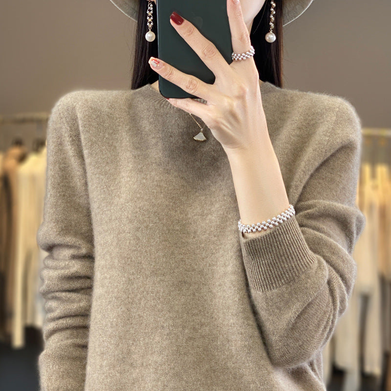 Women's Round Neck Sweater Loose Knitted Bottoming Sweater - Sophinity