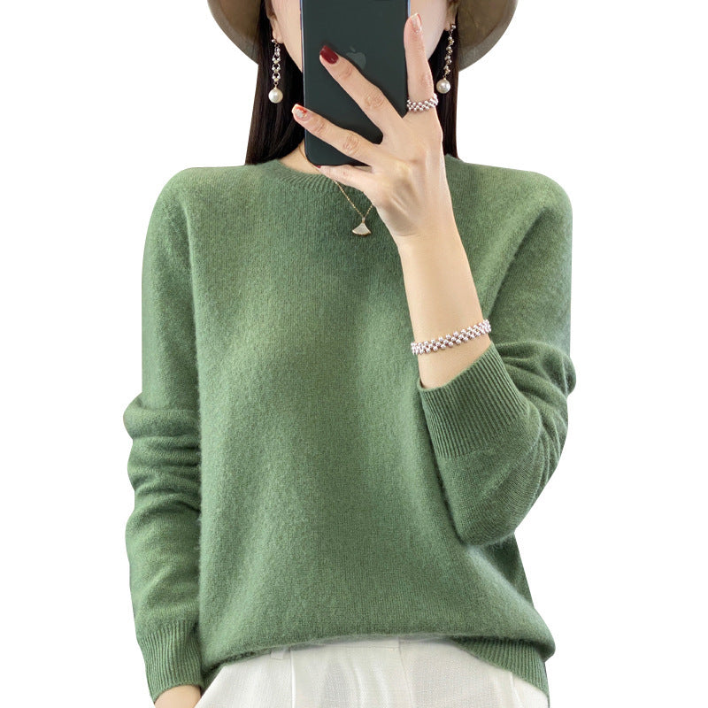 Women's Round Neck Sweater Loose Knitted Bottoming Sweater - Sophinity