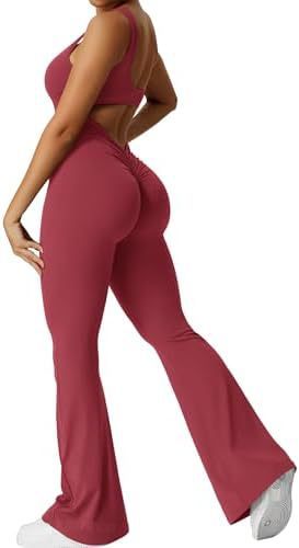 Women Sleeveless Flare Jumpsuits Fitness Yoga Long Pants - Sophinity