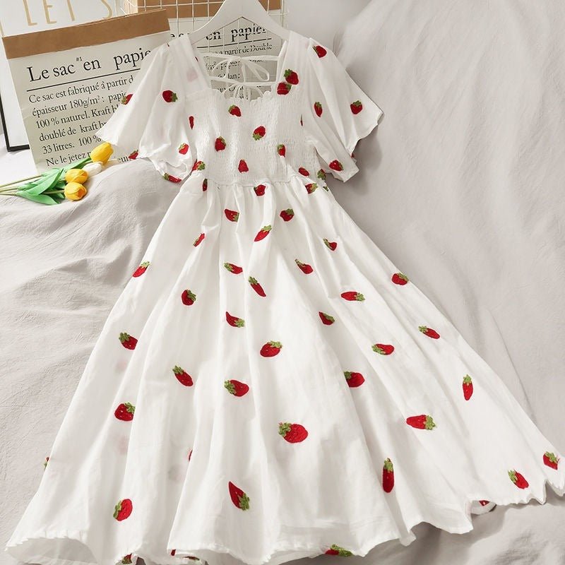 Women's Fashion Sweet Fruit Printed A - Line Dress - Sophinity