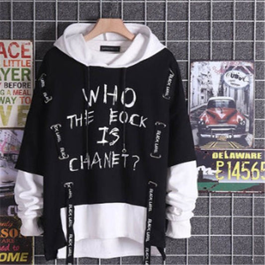 Ribbon print fake two hoodies - Sophinity