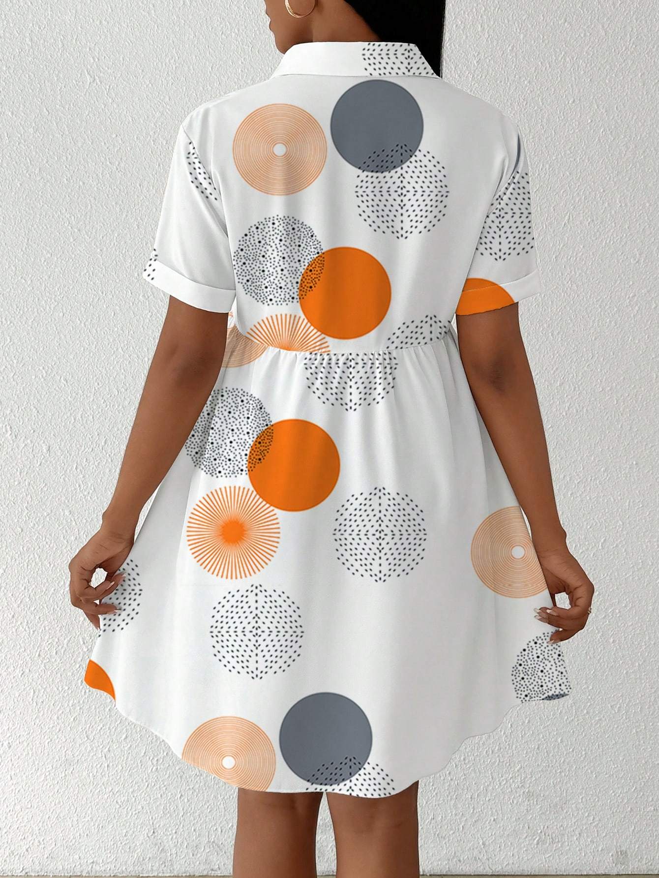 Clasi Button - Front Short Sleeve All - Over Print Casual Short Dress Women Shirt - Sophinity