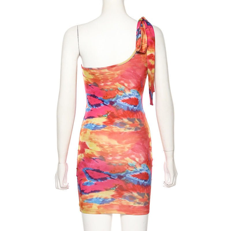 Lace Up One Shoulder Slim Fit Hip Dress - Sophinity