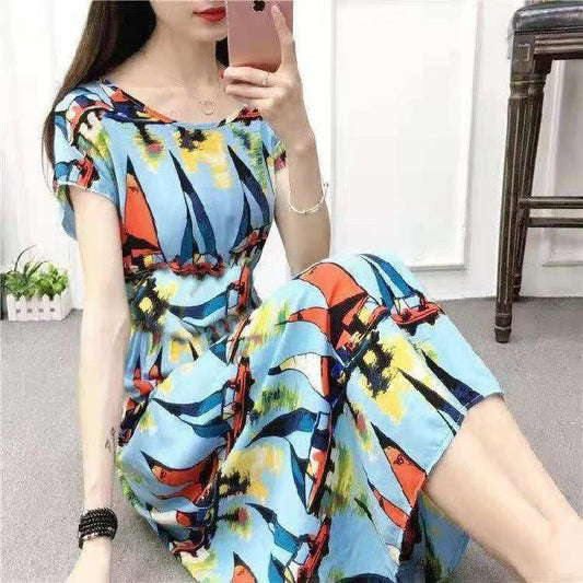 Ethnic Style Floral Dress Plus Size Printed - Sophinity