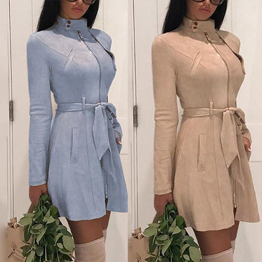 Deerskin velvet trench coat - Sophinity