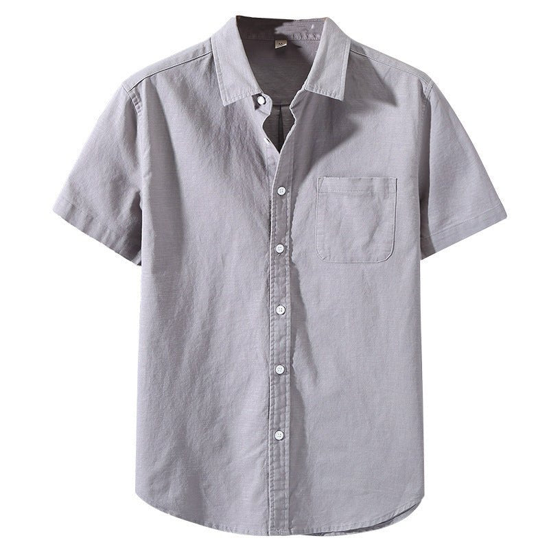 Men's Linen Short - sleeved Lapel Shirt - Sophinity