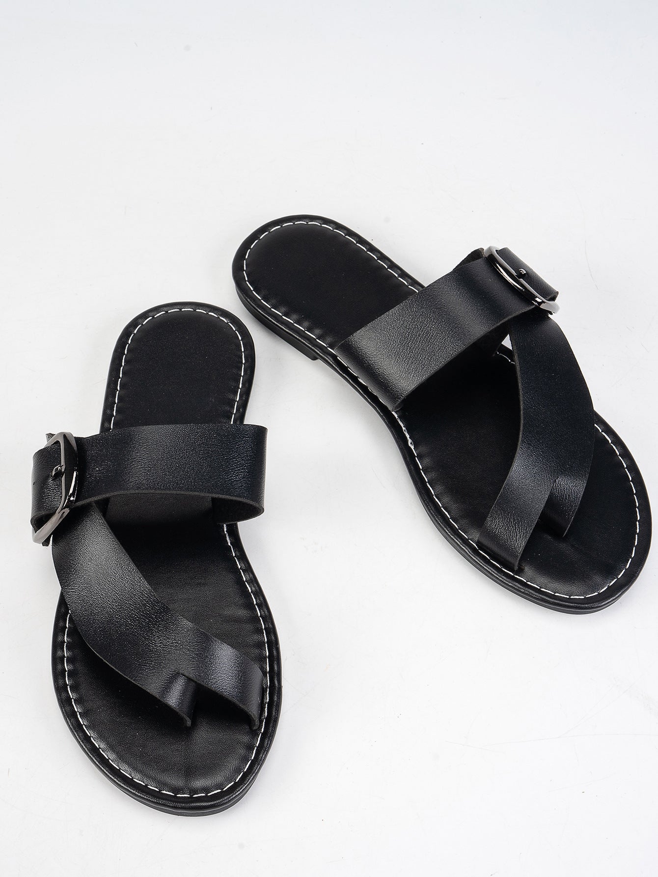 Summer Buckle Toe Clip Sandals Fashion Flat Beach Shoes Casual Comfortable Slides Slippers - Sophinity