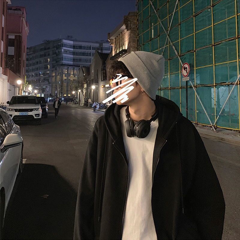 Spring And Autumn Korean Cardigan Sweater Men And Women Loose Harajuku All - match Zipper Jacket - Sophinity