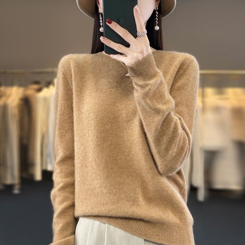 Women's Round Neck Sweater Loose Knitted Bottoming Sweater - Sophinity