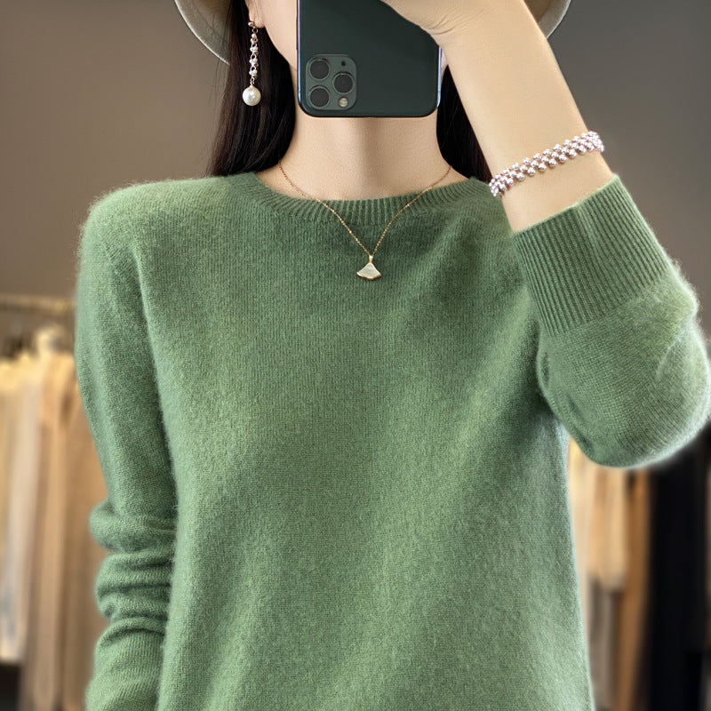 Women's Round Neck Sweater Loose Knitted Bottoming Sweater - Sophinity