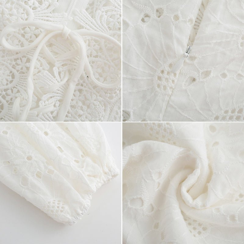 White lace dress with collar - Sophinity