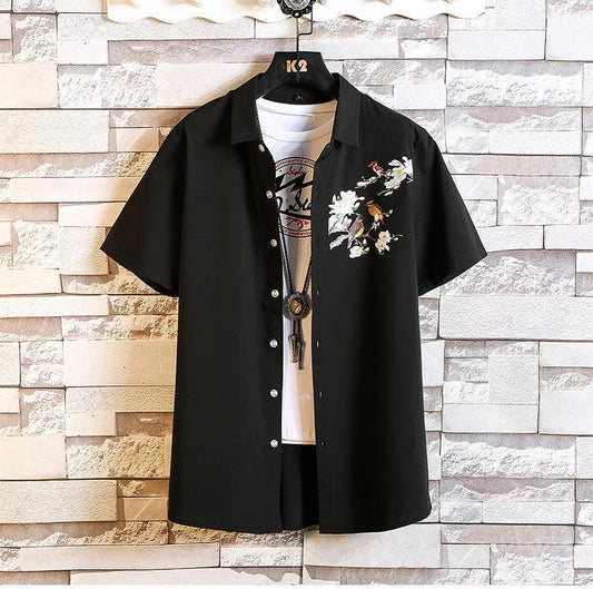 Printed Handsome Plus Size Loose Short Sleeves - Sophinity