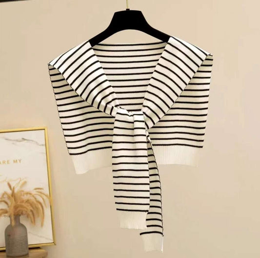 Knitted Striped Shawl Outer Match High - end - Sophinity