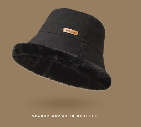 Plush Bonnet Children's Thickened Warm Bucket Bucket Hat Autumn And Winter Fisherman Hat - Sophinity