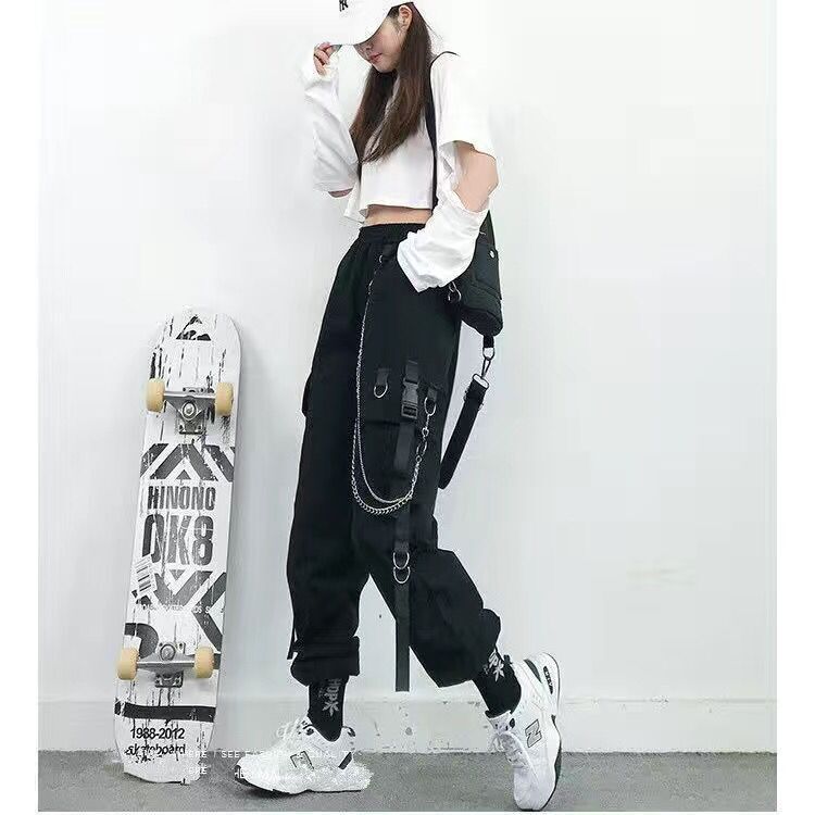 Women Cargo Pants Harem Pants Fashion Punk Pockets Jogger - Sophinity