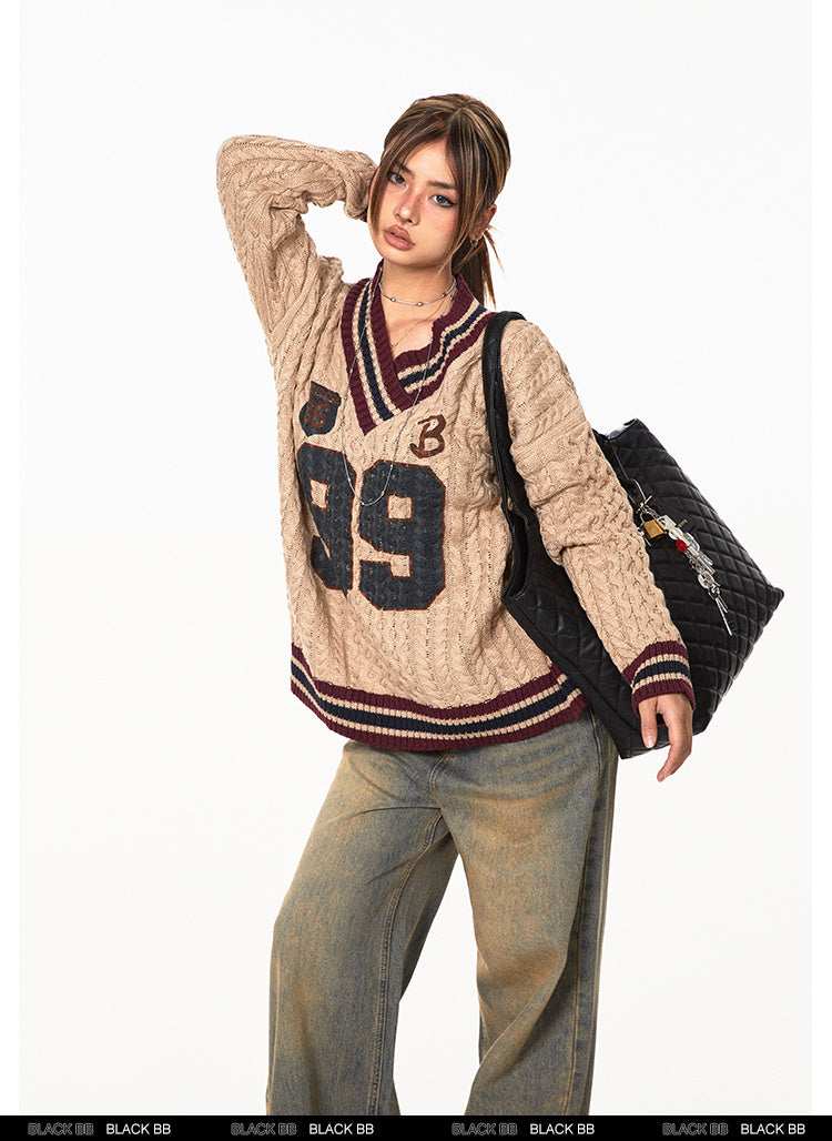 Jacquard Autumn And Winter Loose Idle Style Knitted Top - Sophinity