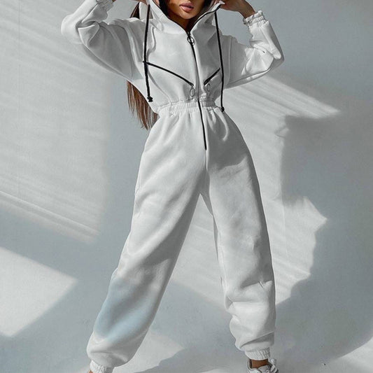 Casual Women Basic Hoodie Two Piece Sets Zipper Drawstring - Sophinity