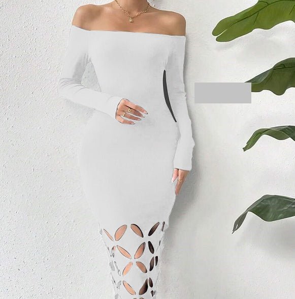 Shoulder Cut Out Bodycon Dress Maxi Women Outfit - Sophinity