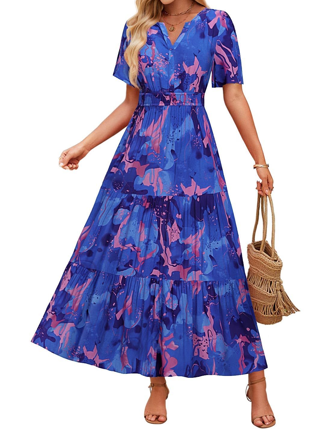 Summer Casual Floral Print Maxi Dress - Sophinity