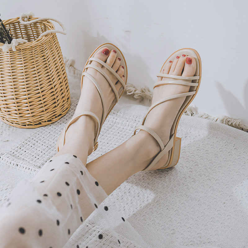 Women's Mid-heel Round Toe Roman Shoes With One-suit Skirt Chunky Heels - Sophinity