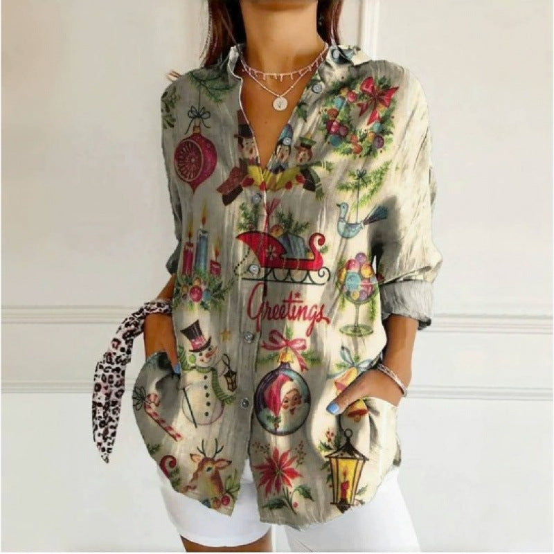 Printed Autumn Leisure Loose Shirt Women's Top - Sophinity