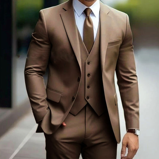 Business Casual Men's Three-piece Suit For Bridegroom Men's Wedding - Sophinity