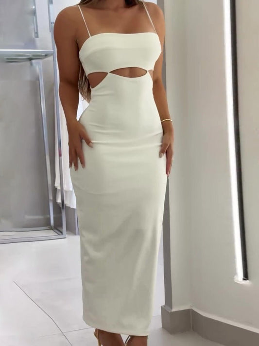 White Cutout Suspender Dress - Sophinity