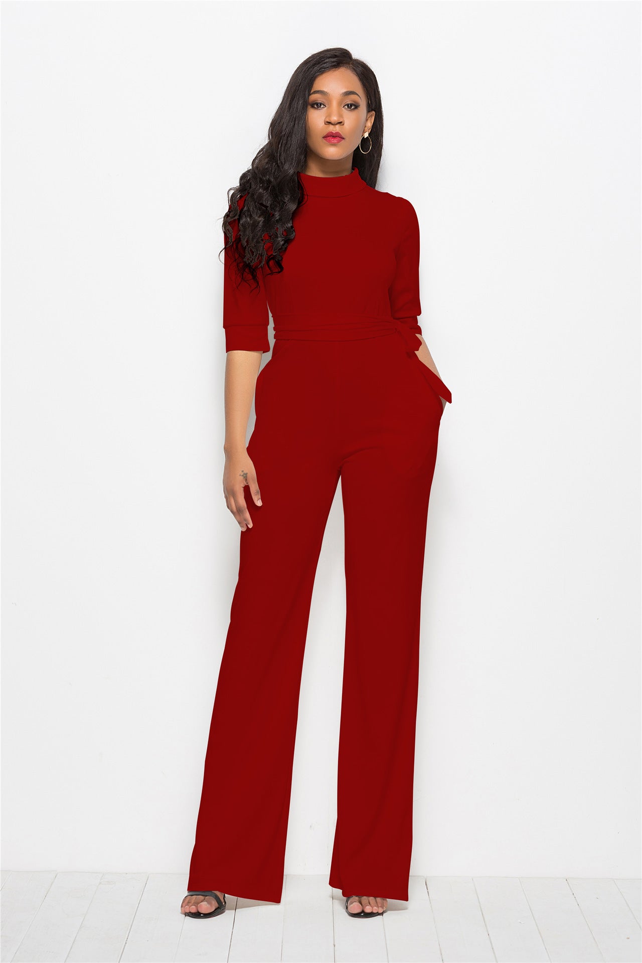 Solid Color One-piece Wide-leg Pants - Sophinity