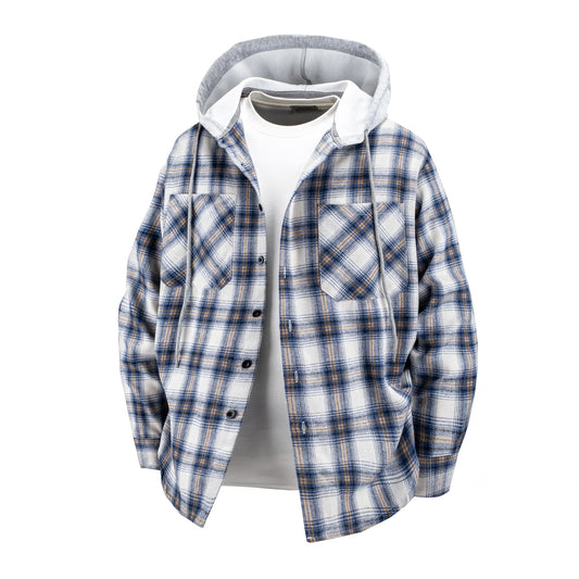Hooded Men's And Women's Same Plaid Shirt Spring And Autumn - Sophinity