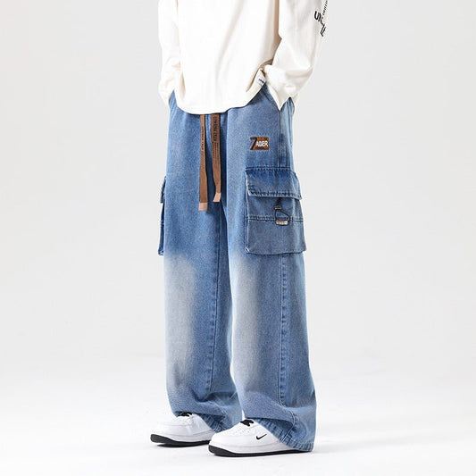 Fashion Wash Straight Cargo Jeans For Men - Sophinity