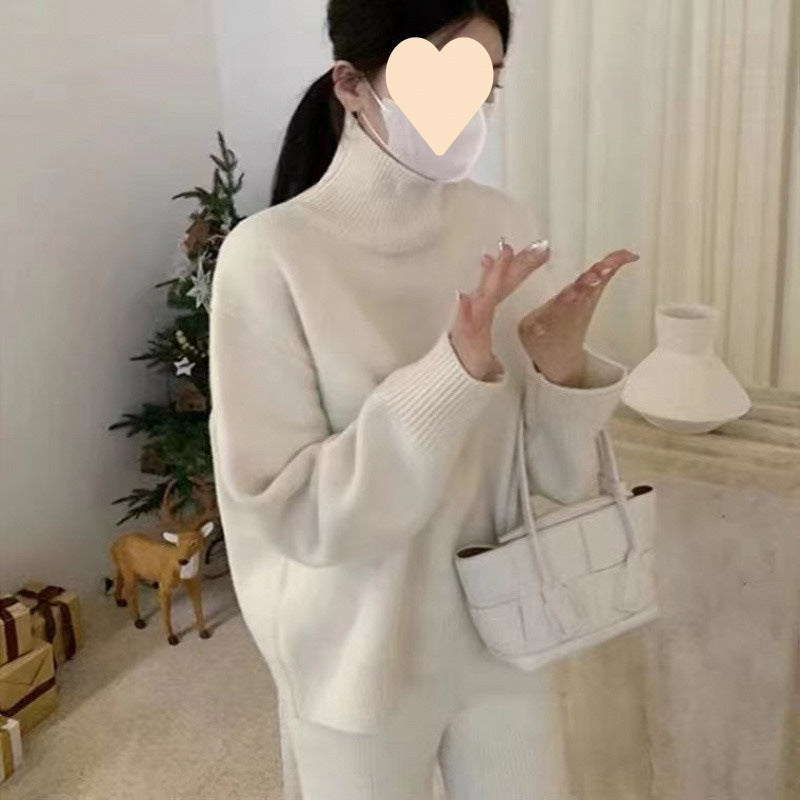 New Winter Wear Thick Soft Glutinous Loose High Collar Knitted Sweater For Women - Sophinity