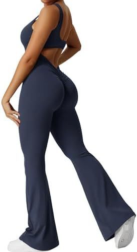 Women Sleeveless Flare Jumpsuits Fitness Yoga Long Pants - Sophinity